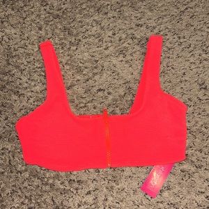 Bright Coral Pink Swim Suit Top
